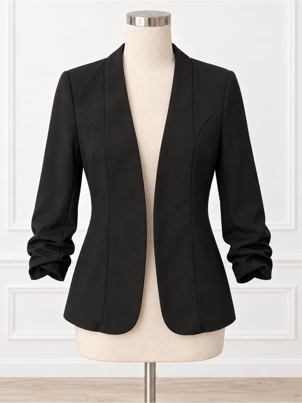 Classic Black Open-Front Women's Blazer